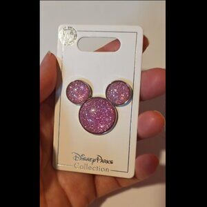 Disney Parks Pink Glitter 3 D Mickey Mouse Icon Pin NEW PB1B9